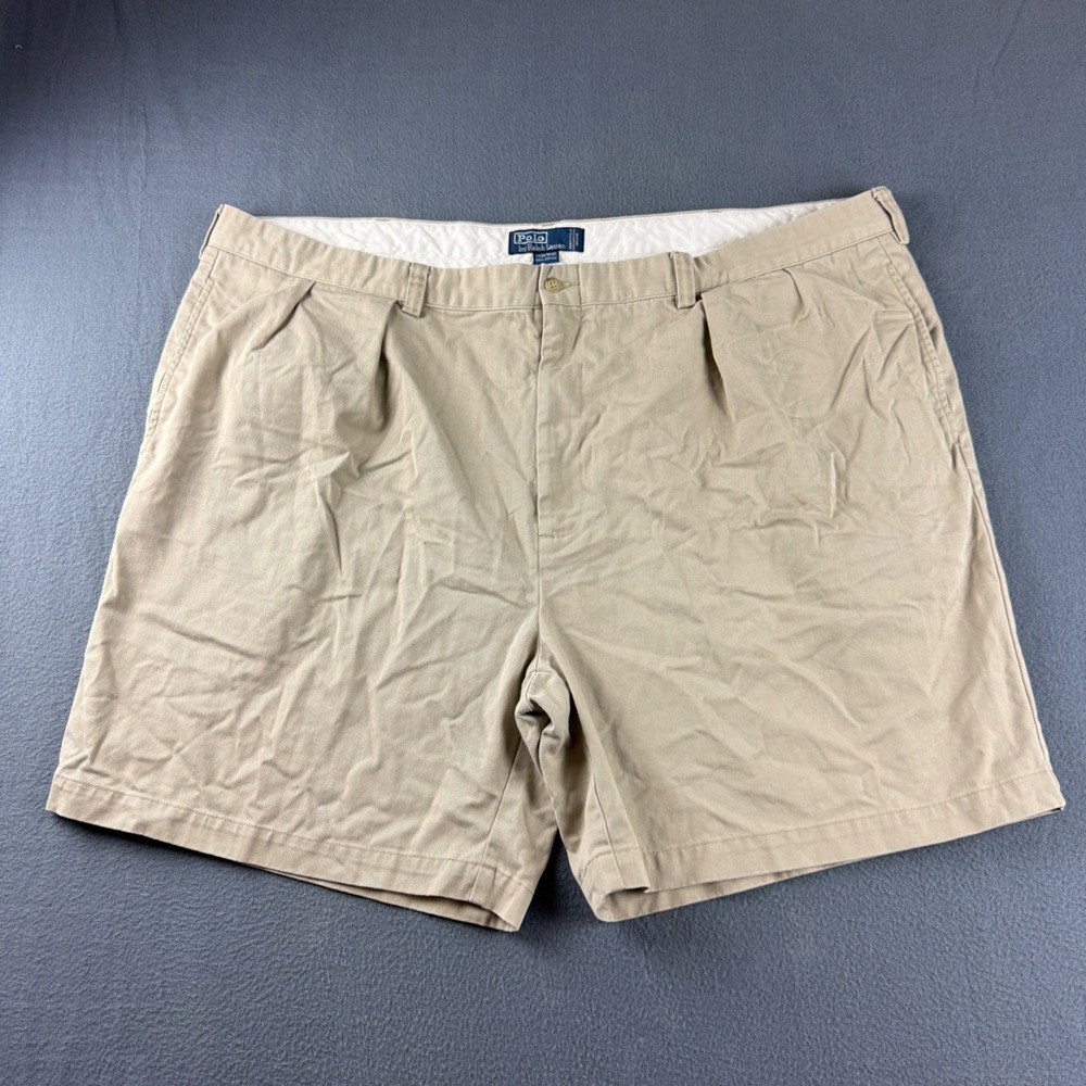 Vintage Polo Ralph Lauren Tyler Shorts Men's 50 Beige 8" Chino Preppy Pleated